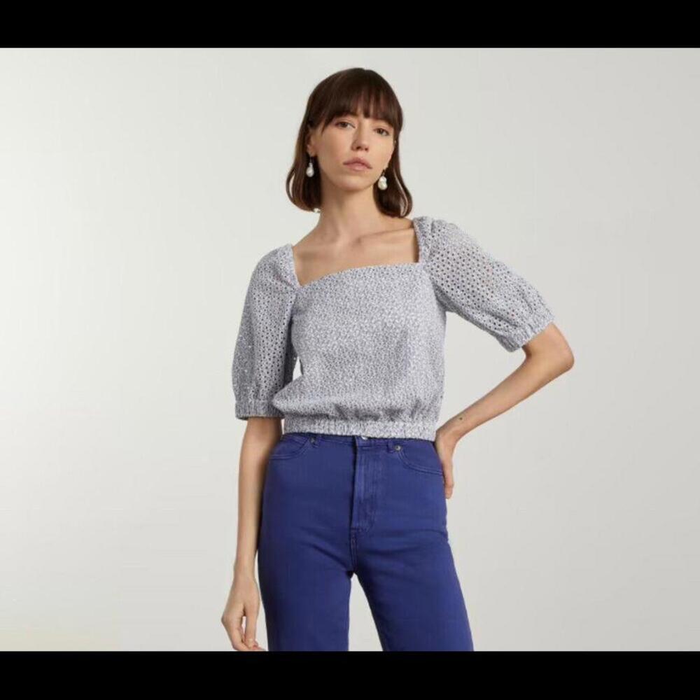 Everlane The Eyelet Puff Sleeve Top